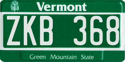 VT license plate ZKB368