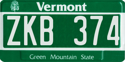 VT license plate ZKB374