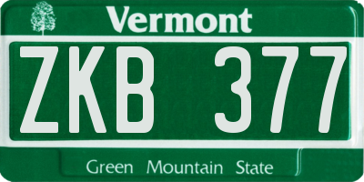 VT license plate ZKB377