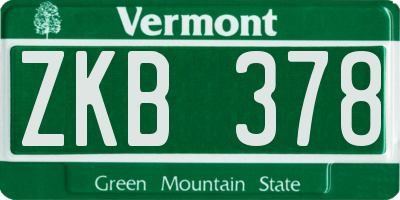 VT license plate ZKB378