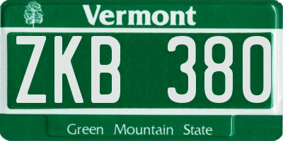 VT license plate ZKB380