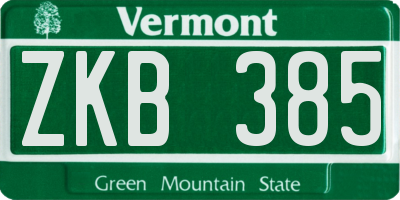 VT license plate ZKB385