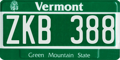 VT license plate ZKB388