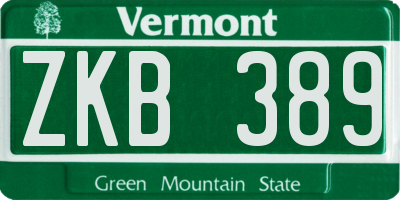 VT license plate ZKB389