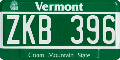 VT license plate ZKB396