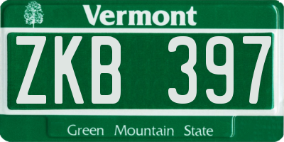 VT license plate ZKB397