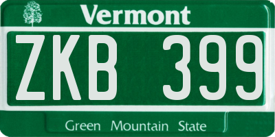 VT license plate ZKB399