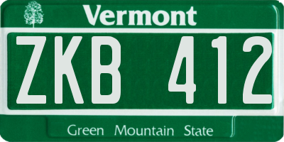 VT license plate ZKB412