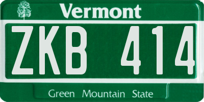 VT license plate ZKB414