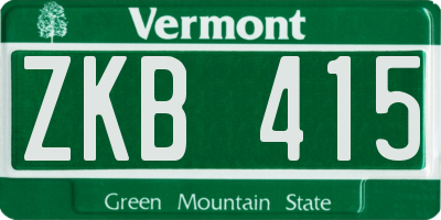 VT license plate ZKB415