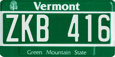 VT license plate ZKB416
