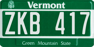 VT license plate ZKB417