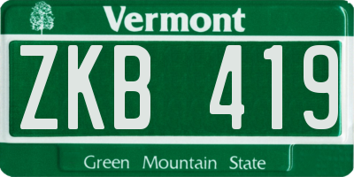 VT license plate ZKB419