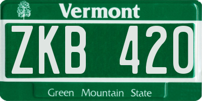 VT license plate ZKB420