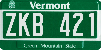 VT license plate ZKB421
