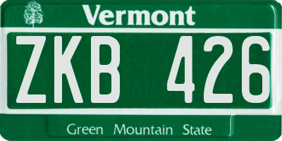 VT license plate ZKB426