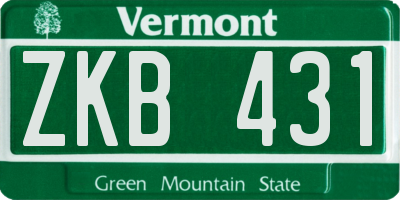 VT license plate ZKB431