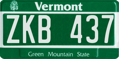 VT license plate ZKB437
