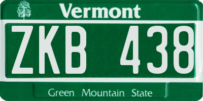 VT license plate ZKB438