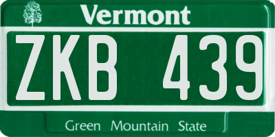 VT license plate ZKB439