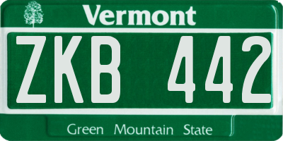 VT license plate ZKB442