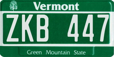 VT license plate ZKB447