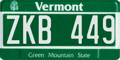 VT license plate ZKB449