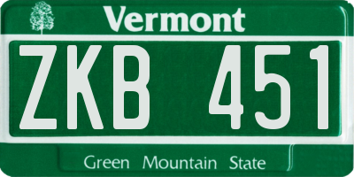 VT license plate ZKB451