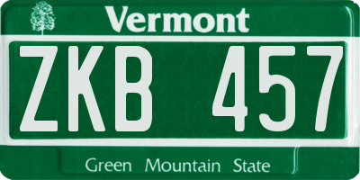 VT license plate ZKB457