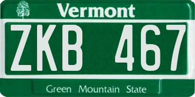 VT license plate ZKB467