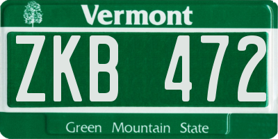 VT license plate ZKB472