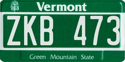 VT license plate ZKB473