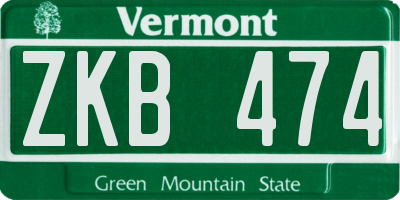 VT license plate ZKB474
