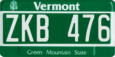 VT license plate ZKB476