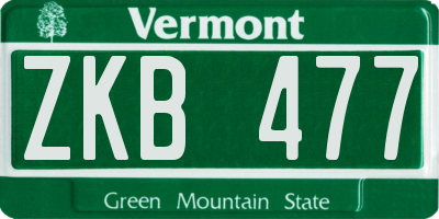 VT license plate ZKB477
