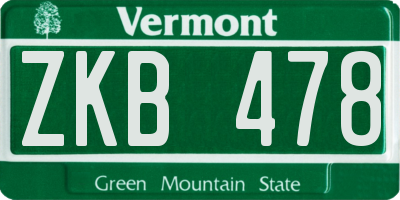 VT license plate ZKB478