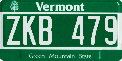 VT license plate ZKB479