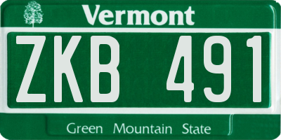VT license plate ZKB491