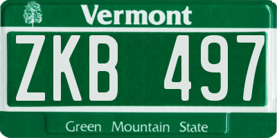 VT license plate ZKB497