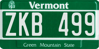 VT license plate ZKB499