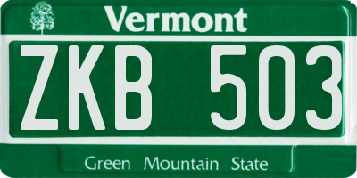 VT license plate ZKB503