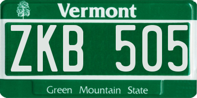 VT license plate ZKB505