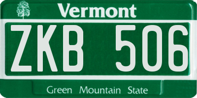 VT license plate ZKB506