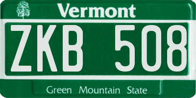 VT license plate ZKB508