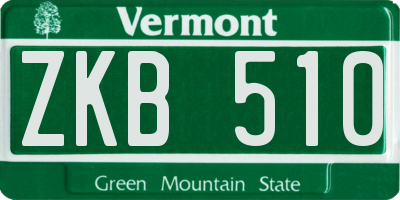 VT license plate ZKB510