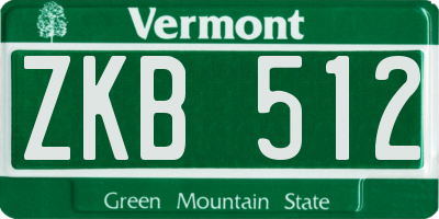 VT license plate ZKB512