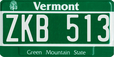 VT license plate ZKB513