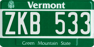 VT license plate ZKB533