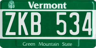 VT license plate ZKB534