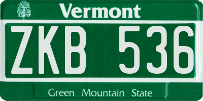 VT license plate ZKB536